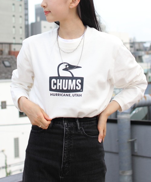 CHUMS(チャムス)の「CHUMS/チャムス ブービーフェイスブラッシュドロングスリーブTEE Booby Face Brushed L/S TEE Shirt(Tシャツ/カットソー・メンズ・ホワイト/ネイビー/ブラック・M/XL/L)」の2枚目の写真
