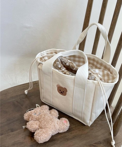 Mignonjour（ミニョンジュール）の「Mignonjour/くまミニトートバッグ M2187（トートバッグ・レディース・アイボリー/ブラック/ブラック系1・FREE）」の7枚目の写真