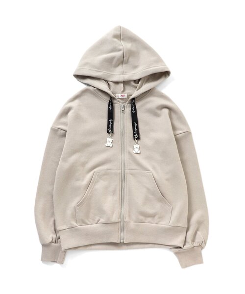 algy(アルジー)の「くまチャーム付きロゴりぼんパーカー(パーカー・キッズ・ベージュ/ラベンダー/ミント・XX-SMALL/X-SMALL/SMALL/MEDIUM)」の2枚目の写真