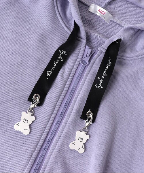 algy(アルジー)の「くまチャーム付きロゴりぼんパーカー(パーカー・キッズ・ベージュ/ラベンダー/ミント・XX-SMALL/X-SMALL/SMALL/MEDIUM)」の15枚目の写真