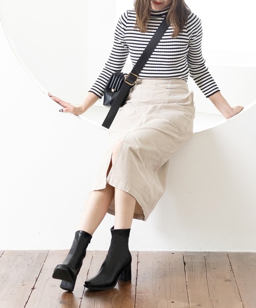 attagirl(アタガール)の「スクエアトゥストレッチブーツ(ブーツ・レディース・ブラック/アイボリー/ブラック系その他/カーキ/ベージュ・S/LL/M/L/3L)」の19枚目の写真