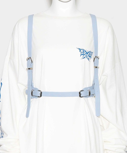 X-girl（エックスガール）の「REMOVABLE SHOULDER STRAP HARNESS（ベルト・レディース・ライトブルー/ブラック・ONE SIZE）」の2枚目の写真