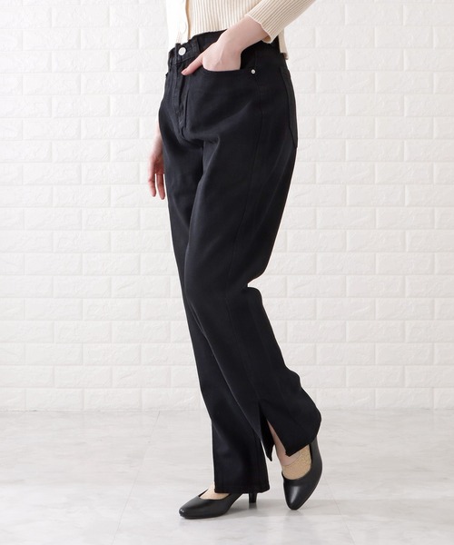 Lace Ladies（レースレディース）の「センタースリット入りストレートデニムパンツ（デニムパンツ・レディース・ブラック/ブルー・XL/S/M）」の5枚目の写真
