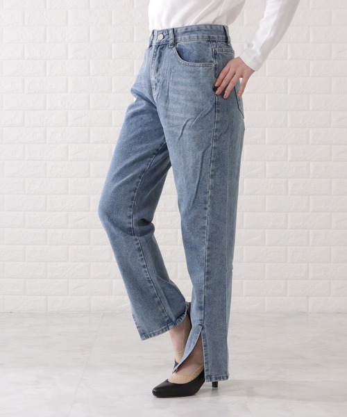 Lace Ladies（レースレディース）の「センタースリット入りストレートデニムパンツ（デニムパンツ・レディース・ブラック/ブルー・XL/S/M）」の11枚目の写真