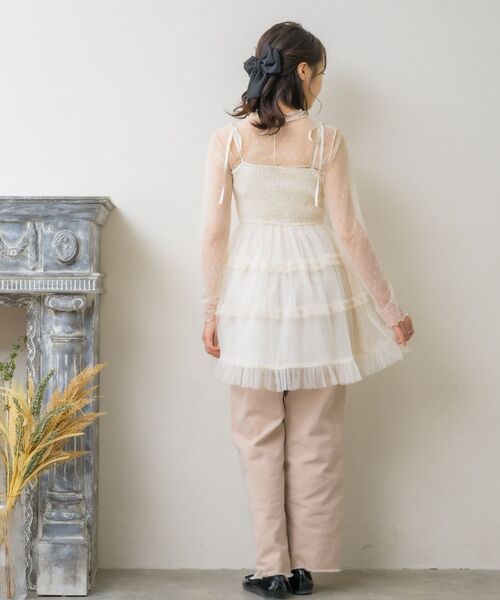 ems excite（エムズエキサイト）の「フリルチュールキャミチュニック（ワンピース・レディース・ピンク/ナチュラル/ブラック・FREE）」の9枚目の写真