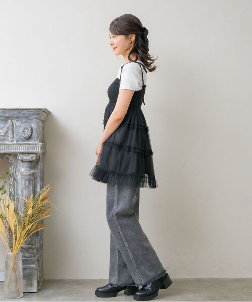 ems excite（エムズエキサイト）の「フリルチュールキャミチュニック（ワンピース・レディース・ピンク/ナチュラル/ブラック・FREE）」の19枚目の写真