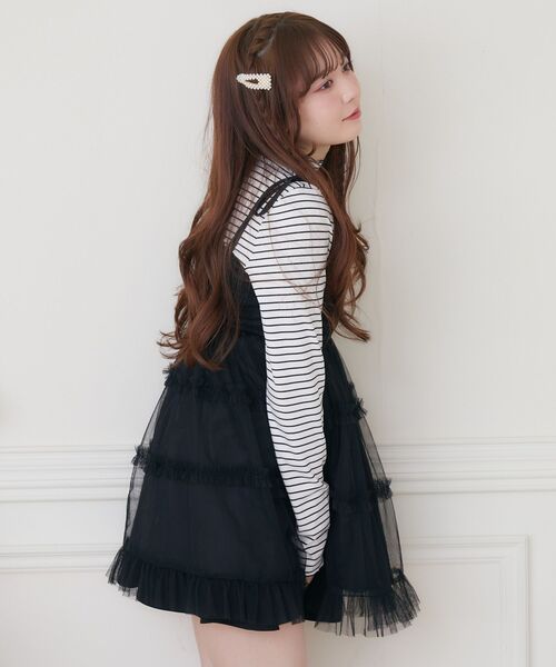 【新品タグ付】Curensology ブラック　キャミソールチュニック　フリル セール】Curensology(カレンソロジー)/ドットチュール