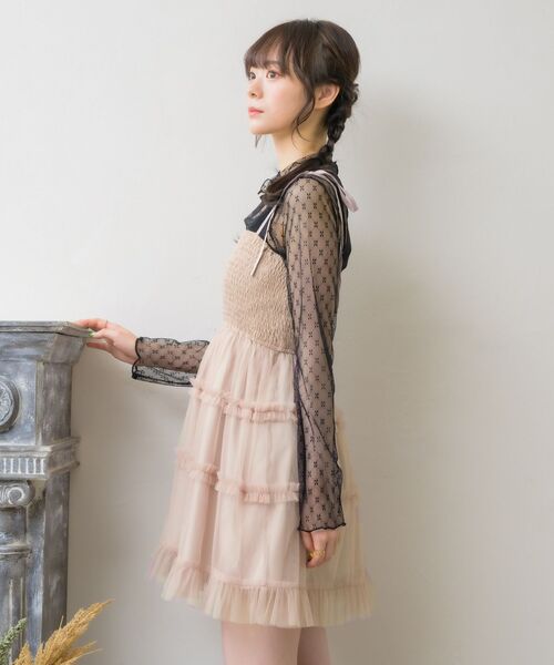 ems excite（エムズエキサイト）の「フリルチュールキャミチュニック（ワンピース・レディース・ピンク/ナチュラル/ブラック・FREE）」の4枚目の写真