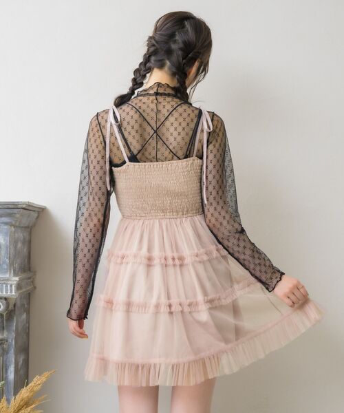 ems excite（エムズエキサイト）の「フリルチュールキャミチュニック（ワンピース・レディース・ピンク/ナチュラル/ブラック・FREE）」の5枚目の写真