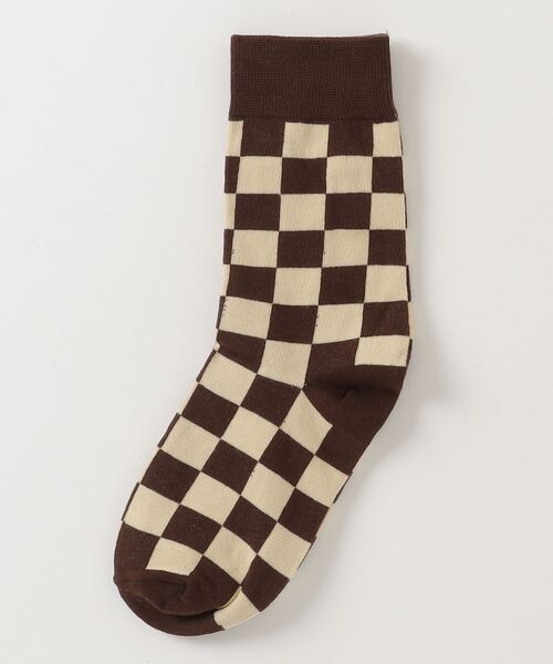 .KOM（ドットコム）の「『.KOM/ドットケーオーエム』チェッカーフラッグソックス【Y】【CN】（ソックス/靴下・メンズ・グリーン/キャメル/ブラック/レッド/パープル・FREE）」の16枚目の写真
