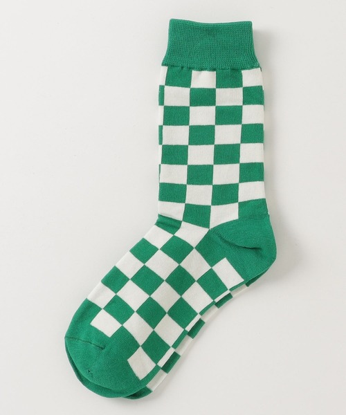 .KOM（ドットコム）の「『.KOM/ドットケーオーエム』チェッカーフラッグソックス【Y】【CN】（ソックス/靴下・メンズ・グリーン/キャメル/ブラック/レッド/パープル・FREE）」の14枚目の写真