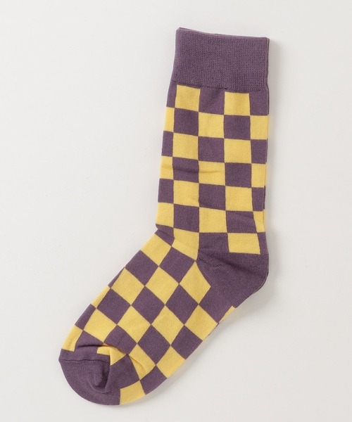 .KOM（ドットコム）の「『.KOM/ドットケーオーエム』チェッカーフラッグソックス【Y】【CN】（ソックス/靴下・メンズ・グリーン/キャメル/ブラック/レッド/パープル・FREE）」の15枚目の写真