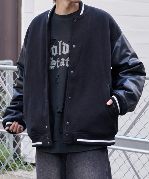 COLONY 2139(コロニートゥーワンスリーナイン)の「ジャージメルトンスタジャン(スタジャン・メンズ・グレイッシュベージュ/ブラック/ブラック系その他・LARGE/MEDIUM)」の2枚目の写真