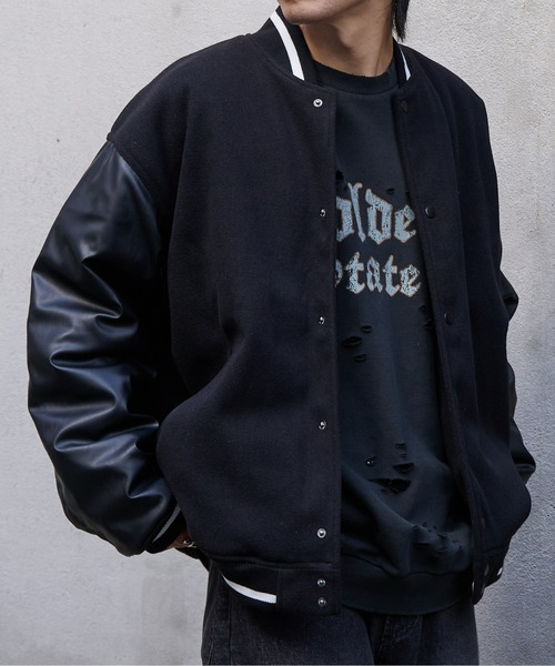 COLONY 2139(コロニートゥーワンスリーナイン)の「ジャージメルトンスタジャン(スタジャン・メンズ・グレイッシュベージュ/ブラック/ブラック系その他・LARGE/MEDIUM)」の5枚目の写真