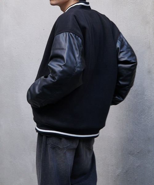 COLONY 2139(コロニートゥーワンスリーナイン)の「ジャージメルトンスタジャン(スタジャン・メンズ・グレイッシュベージュ/ブラック/ブラック系その他・LARGE/MEDIUM)」の6枚目の写真