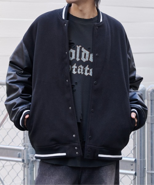 COLONY 2139(コロニートゥーワンスリーナイン)の「ジャージメルトンスタジャン(スタジャン・メンズ・グレイッシュベージュ/ブラック/ブラック系その他・LARGE/MEDIUM)」の8枚目の写真