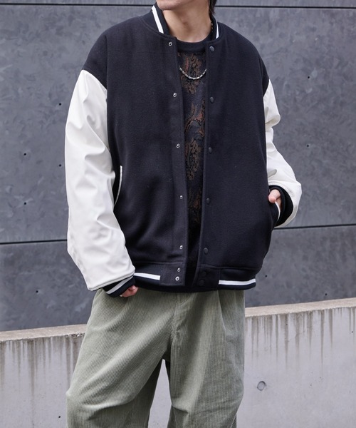 COLONY 2139(コロニートゥーワンスリーナイン)の「ジャージメルトンスタジャン(スタジャン・メンズ・グレイッシュベージュ/ブラック/ブラック系その他・LARGE/MEDIUM)」の9枚目の写真