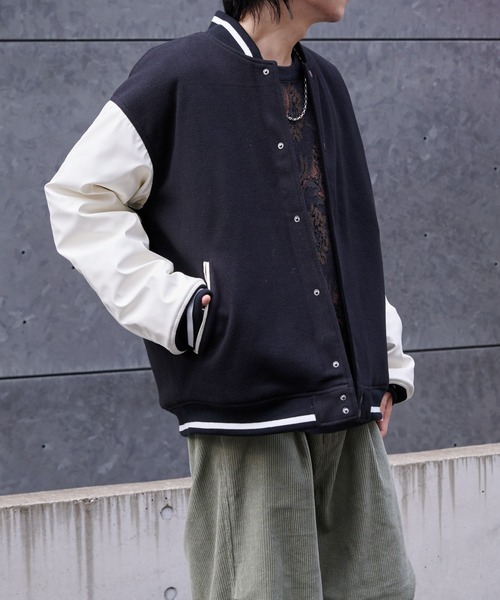 COLONY 2139(コロニートゥーワンスリーナイン)の「ジャージメルトンスタジャン(スタジャン・メンズ・グレイッシュベージュ/ブラック/ブラック系その他・LARGE/MEDIUM)」の10枚目の写真