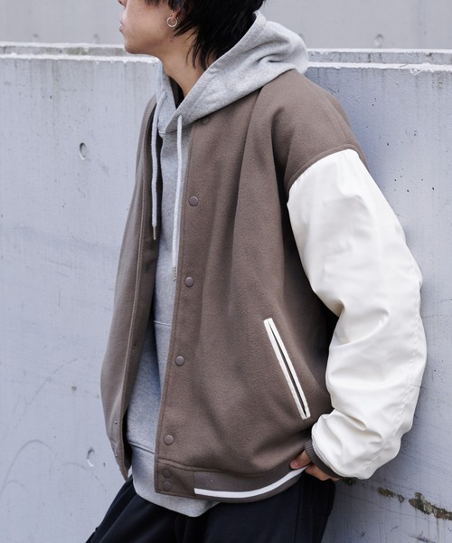 COLONY 2139(コロニートゥーワンスリーナイン)の「ジャージメルトンスタジャン(スタジャン・メンズ・グレイッシュベージュ/ブラック/ブラック系その他・LARGE/MEDIUM)」の14枚目の写真