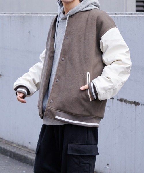 COLONY 2139(コロニートゥーワンスリーナイン)の「ジャージメルトンスタジャン(スタジャン・メンズ・グレイッシュベージュ/ブラック/ブラック系その他・LARGE/MEDIUM)」の16枚目の写真