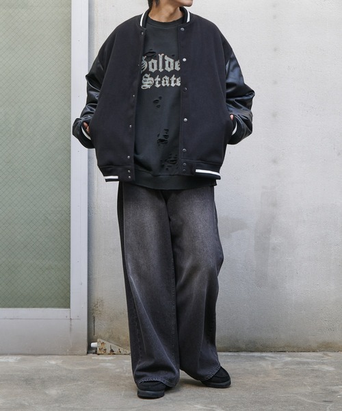 COLONY 2139(コロニートゥーワンスリーナイン)の「ジャージメルトンスタジャン(スタジャン・メンズ・グレイッシュベージュ/ブラック/ブラック系その他・LARGE/MEDIUM)」の18枚目の写真