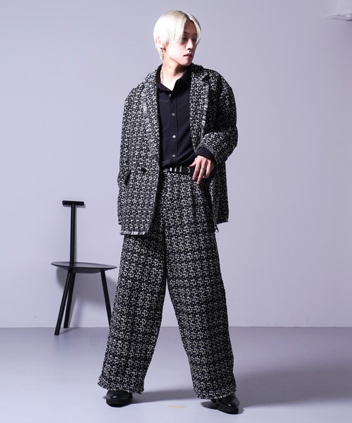 G.O.C（ジーオーシー）の「フリンジ ツイード オーバー テーラード JK（テーラードジャケット・メンズ・ブラック/ブラック系その他・MEDIUM/LARGE）」の10枚目の写真