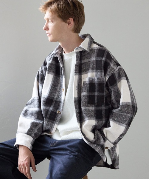 coca（coca）（コカ）の「【WEB限定セール】ヘビーネルチェックシャツ（シャツ/ブラウス・メンズ・ブラック/グレー/ブルー/ネイビー・L/M/XL）」の2枚目の写真