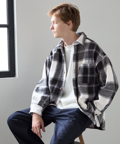 coca（coca）（コカ）の「【WEB限定セール】ヘビーネルチェックシャツ（シャツ/ブラウス・メンズ・ブラック/グレー/ブルー/ネイビー・L/M/XL）」の15枚目の写真