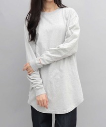 USAコットン 袖リブ レギュラーロングシルエット ラウンドカット ロングスリーブTシャツ レイヤード用
