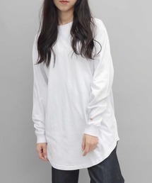 USAコットン 袖リブ レギュラーロングシルエット ラウンドカット ロングスリーブTシャツ レイヤード用