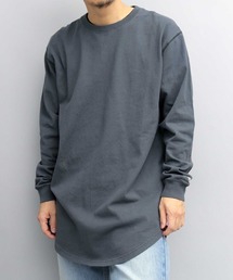 USAコットン 袖リブ レギュラーロングシルエット ラウンドカット ロングスリーブTシャツ レイヤード用