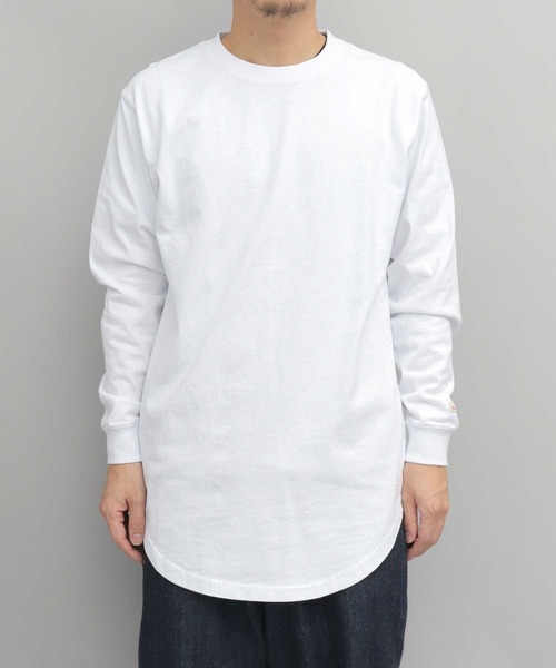 45rpm◆長袖Tシャツ/--/コットン/WHT セール】7.6オンス USAコットン 袖リブ ポケット付き ロング