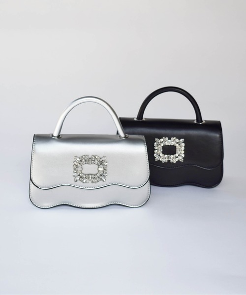 PICCIN（ピッチン）の「ビジューバックルスカラップバッグ（ハンドバッグ・レディース・シルバー/ブラック・FREE）」の3枚目の写真