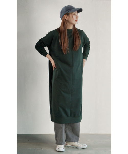 zootie(ズーティー)の「【見た目はON、着心地はOFF。】こなれリラックス 長袖バックタックワンピース(シャツワンピース・レディース・ブラウン/グレイッシュベージュ/オフホワイト/ブルー/ブラック/ブラック×ホワイト/ネイビー/ダークブラウン/ダークグリーン/杢グレー・M)」の18枚目の写真