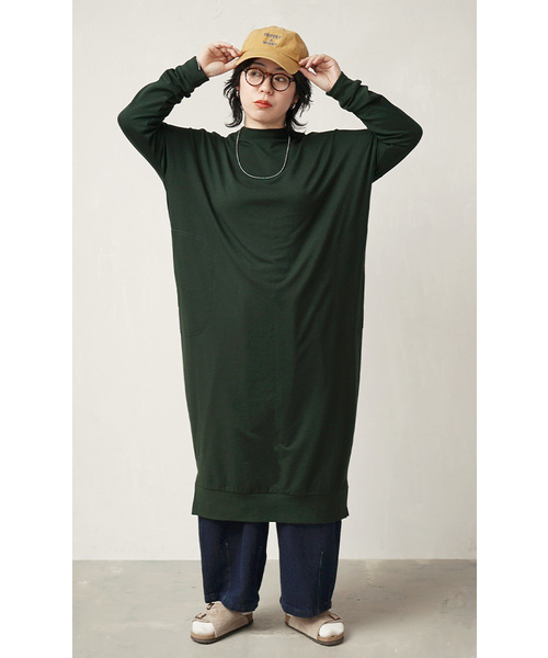 zootie(ズーティー)の「【見た目はON、着心地はOFF。】こなれリラックス 長袖バックタックワンピース(シャツワンピース・レディース・ブラウン/グレイッシュベージュ/オフホワイト/ブルー/ブラック/ブラック×ホワイト/ネイビー/ダークブラウン/ダークグリーン/杢グレー・M)」の19枚目の写真