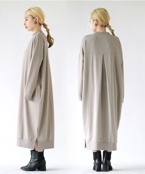 zootie(ズーティー)の「【見た目はON、着心地はOFF。】こなれリラックス 長袖バックタックワンピース(シャツワンピース・レディース・ブラウン/グレイッシュベージュ/オフホワイト/ブルー/ブラック/ブラック×ホワイト/ネイビー/ダークブラウン/ダークグリーン/杢グレー・M)」の21枚目の写真