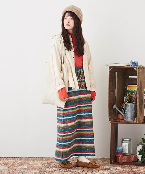 CUBE SUGAR（キューブシュガー）の「無地コットンポプリン前タックギャザーシャツ（シャツ/ブラウス・レディース・ボルドー/ネイビー/ナチュラル・M）」の5枚目の写真