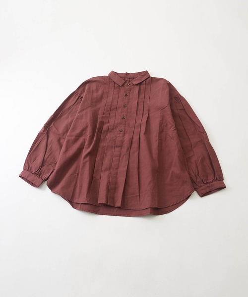 CUBE SUGAR（キューブシュガー）の「無地コットンポプリン前タックギャザーシャツ（シャツ/ブラウス・レディース・ボルドー/ネイビー/ナチュラル・M）」の15枚目の写真