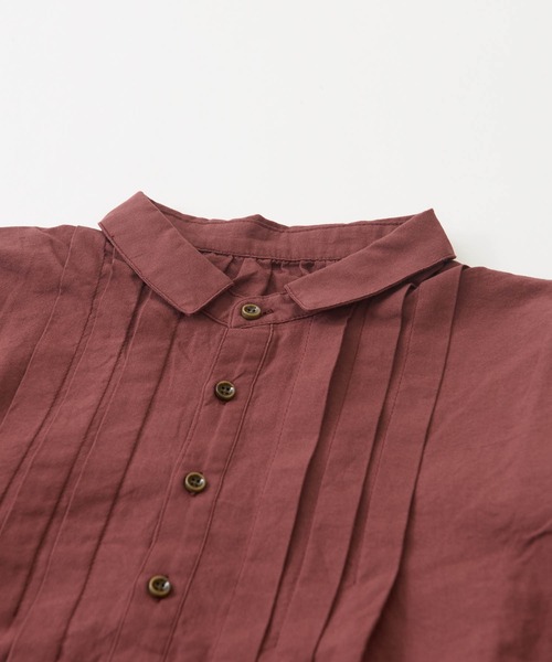CUBE SUGAR（キューブシュガー）の「無地コットンポプリン前タックギャザーシャツ（シャツ/ブラウス・レディース・ボルドー/ネイビー/ナチュラル・M）」の16枚目の写真