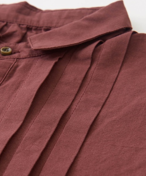 CUBE SUGAR（キューブシュガー）の「無地コットンポプリン前タックギャザーシャツ（シャツ/ブラウス・レディース・ボルドー/ネイビー/ナチュラル・M）」の17枚目の写真
