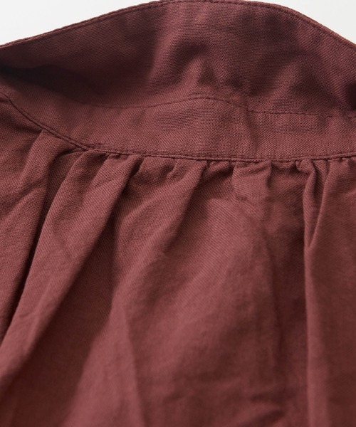 CUBE SUGAR（キューブシュガー）の「無地コットンポプリン前タックギャザーシャツ（シャツ/ブラウス・レディース・ボルドー/ネイビー/ナチュラル・M）」の21枚目の写真
