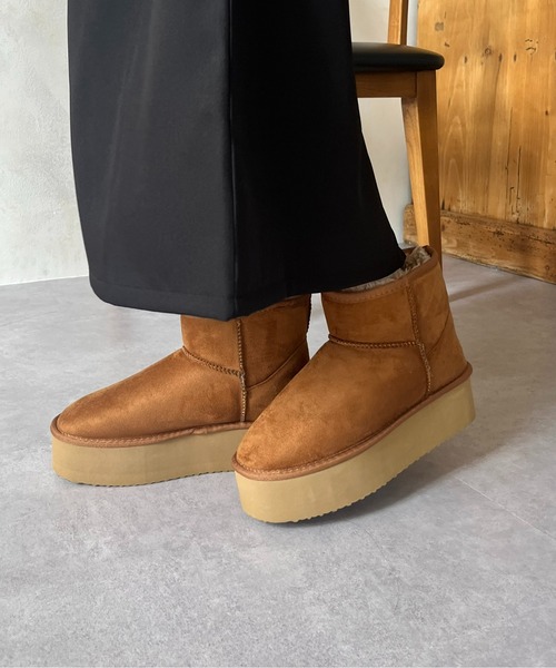 prose verse（プロズヴェール）の「ショート丈厚底ムートンブーツ（ブーツ・レディース・キャメル・SMALL/LARGE/MEDIUM）」の5枚目の写真