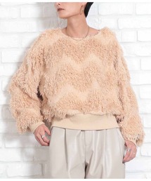 Settimissimo | ボリュームスリーブ クルーネック フェザー ニット 長袖(ニット/セーター)