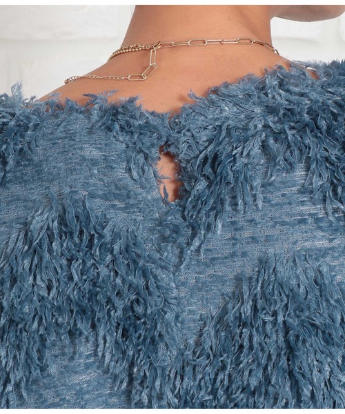 Settimissimo（セッティミッシモ）の「ボリュームスリーブ クルーネック フェザー ニット 長袖（ニット/セーター・レディース・ブルー/ベージュ・FREE）」の16枚目の写真