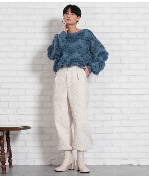 Settimissimo（セッティミッシモ）の「ボリュームスリーブ クルーネック フェザー ニット 長袖（ニット/セーター・レディース・ブルー/ベージュ・FREE）」の10枚目の写真