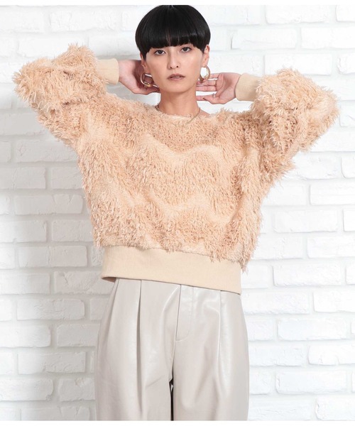 Settimissimo（セッティミッシモ）の「ボリュームスリーブ クルーネック フェザー ニット 長袖（ニット/セーター・レディース・ブルー/ベージュ・FREE）」の12枚目の写真