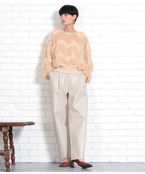 Settimissimo（セッティミッシモ）の「ボリュームスリーブ クルーネック フェザー ニット 長袖（ニット/セーター・レディース・ブルー/ベージュ・FREE）」の14枚目の写真