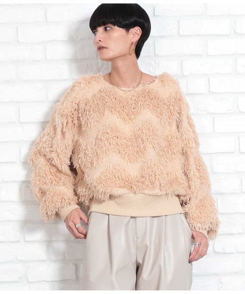 Settimissimo（セッティミッシモ）の「ボリュームスリーブ クルーネック フェザー ニット 長袖（ニット/セーター・レディース・ブルー/ベージュ・FREE）」の11枚目の写真