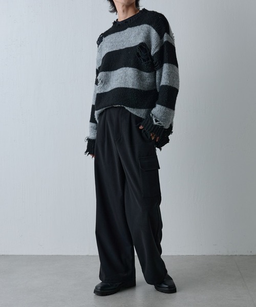 COLONY 2139（コロニートゥーワンスリーナイン）の「ウールライク1サイドカーゴパンツ（カーゴパンツ・メンズ・カーキ/ブラック・LARGE/MEDIUM）」の3枚目の写真