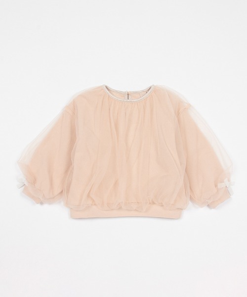 petit main（プティマイン）の「【AJUGA.】チュールトレーナー★（スウェット・キッズ・ブラック/アイボリー/ライトピンク・80ｃｍ/90cm/100cm/110cm/120cm/130cm）」の3枚目の写真